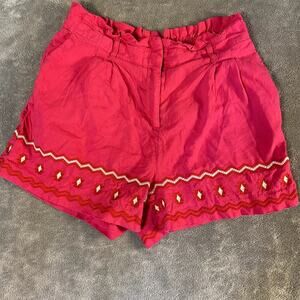 Loft Women’s Hot Pink Linen Blend M Knit Bottom Hem Lightweight